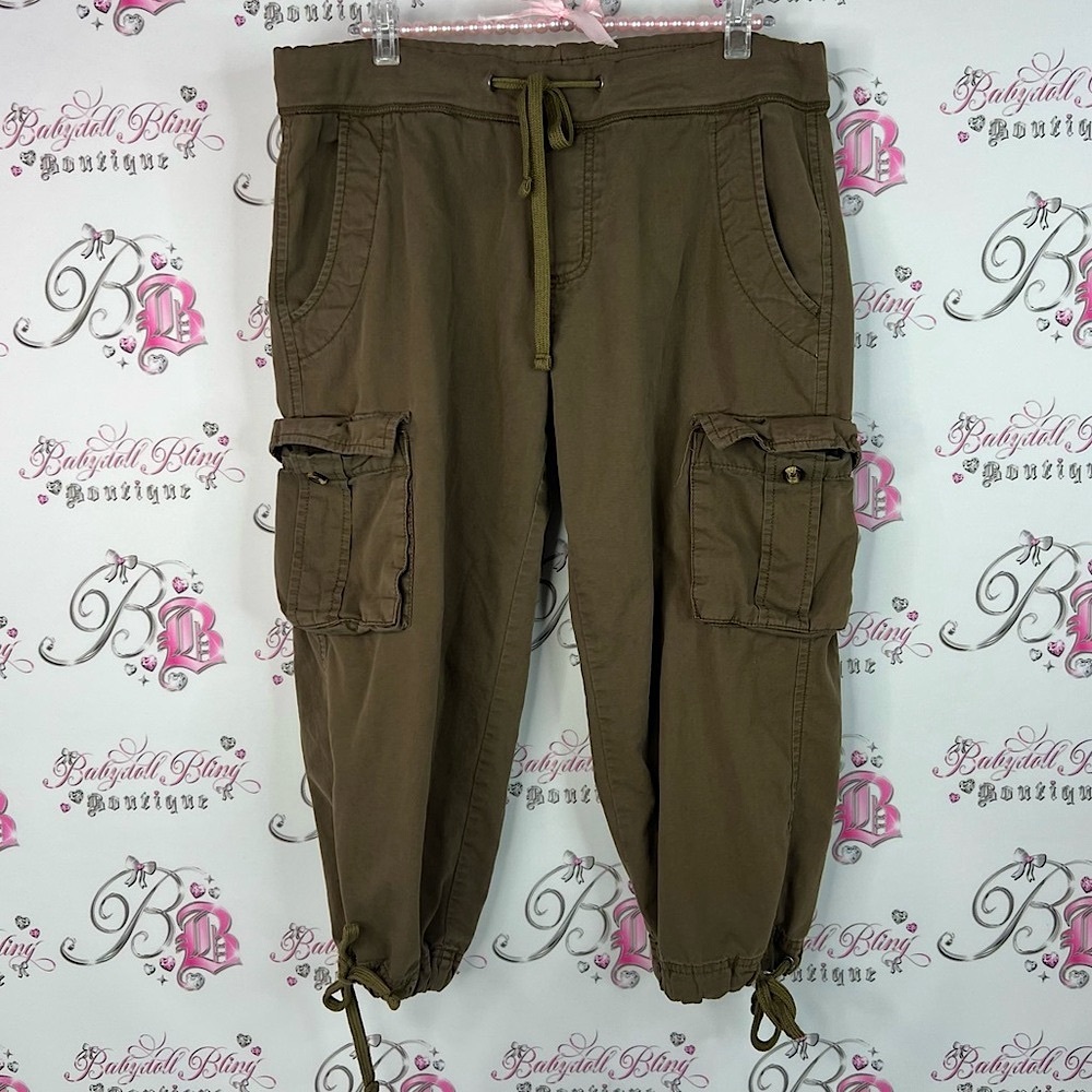 Nevada capri jogger brown Cargo Pants cropped pockets y2k military style